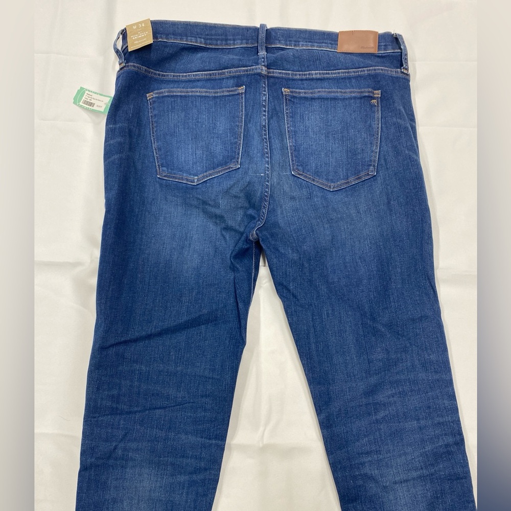 NWT Madewell Women's Skinny Jeans in Dark Blue Denim Size 34W - Picture 6 of 7